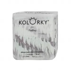 KOLORKY DAY perie L 8-13 kg 19 ks,KOLORKY DAY Plienky jednorazové eko, perie L (8-13 kg) 19 ks