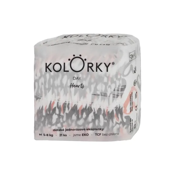 KOLORKY DAY Plienky jednorazové eko, srdce M (5-8 kg) 21 ks,KOLORKY DAY Plienky jednorazové eko, srdce M (5-8 kg) 21 ks