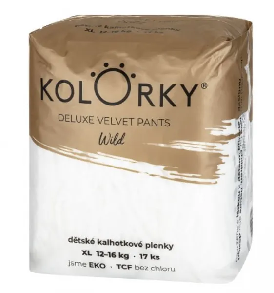 Kolorky Deluxe velvet pants Wild XL 12-16 kg 17 ks,KOLORKY DELUXE VELVET PANTS Wild Nohavičky plienkové jednorázove eko XL (12-16 kg) 17 ks