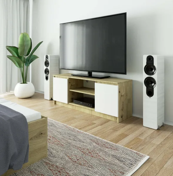 Ak furniture TV stolík Beron 140 cm dub artisan/biela