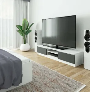Ak furniture TV stolík Ronon 160 cm biely/grafitovo sivý