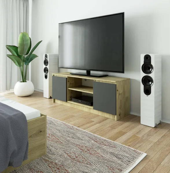 Ak furniture TV stolík Beron 140 cm dub artisan/grafitová sivá