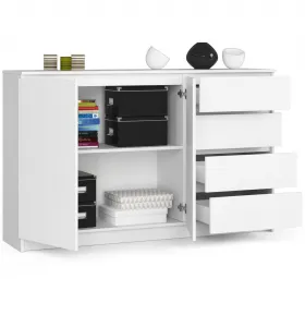 Ak furniture Komoda K013 160 cm biela - 2 skrinky a 4 šuplíky