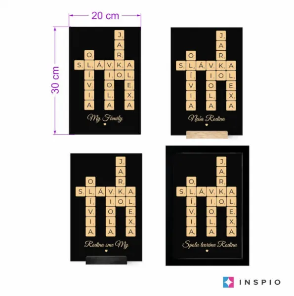 Luxusná sklenená plaketa – Scrabble