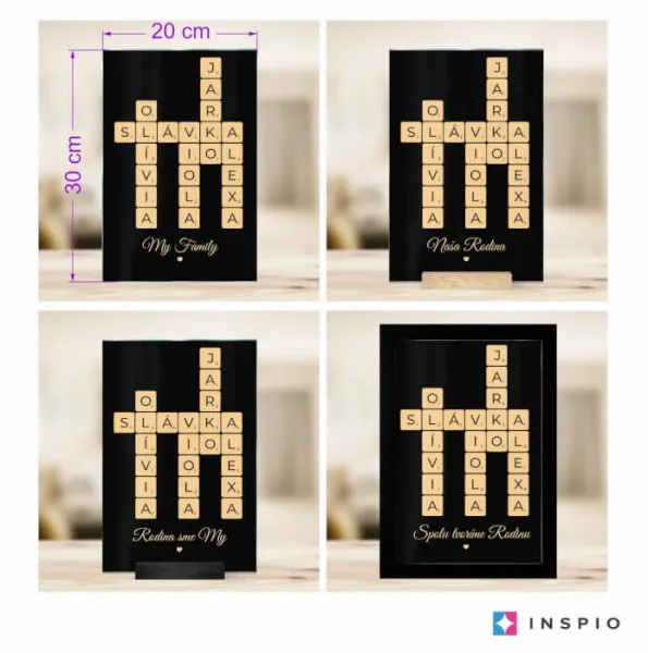 Luxusná sklenená plaketa – Scrabble