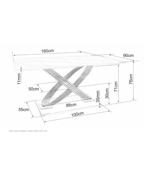 Signal Jídelní stůl Hermes 160 cm bílý mramor/zlatý