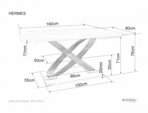 Signal Jídelní stůl Hermes 160 cm bílý mramor/zlatý