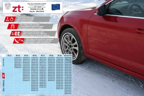 Snehové reťaze textilné ADHESIV ÖNORM XL