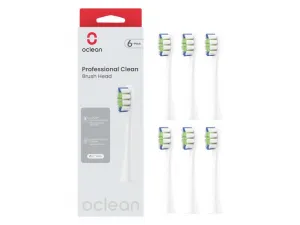 Oclean Náhradné hlavice na elektrickú zubnú kefku Professional Clean, 6 kusov (biela)