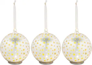LED závesná sklenená dekorácia More hviezd, sada 3 ks