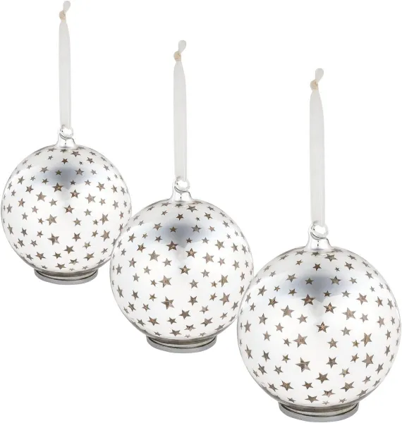 LED závesná sklenená dekorácia More hviezd, sada 3 ks