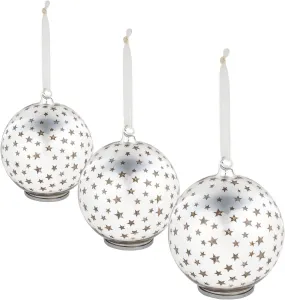 LED závesná sklenená dekorácia More hviezd, sada 3 ks