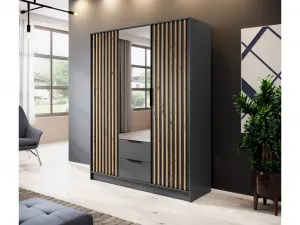 Skriňa NELLY 3D so zrkadlom Farba: šedá/lamela artisan