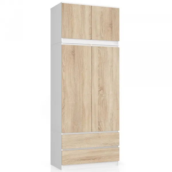Ak furniture Nadstavec na skrinku Star 90 cm biely/sonoma