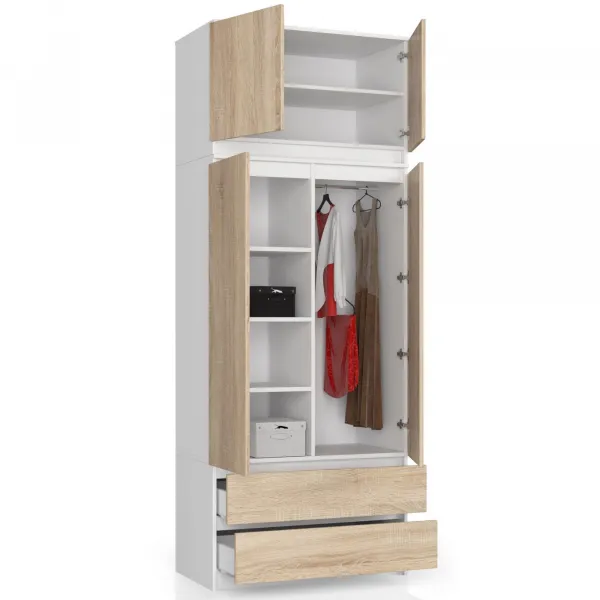 Ak furniture Nadstavec na skrinku Star 90 cm biely/sonoma