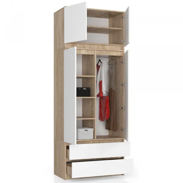 Ak furniture Nadstavec na šatník Star 90 cm sonoma/biely