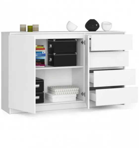 Ak furniture Komoda K013 160 cm biela - 2 skrinky a 4 šuplíky