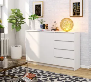 Ak furniture Komoda K013 160 cm biela - 2 skrinky a 4 šuplíky