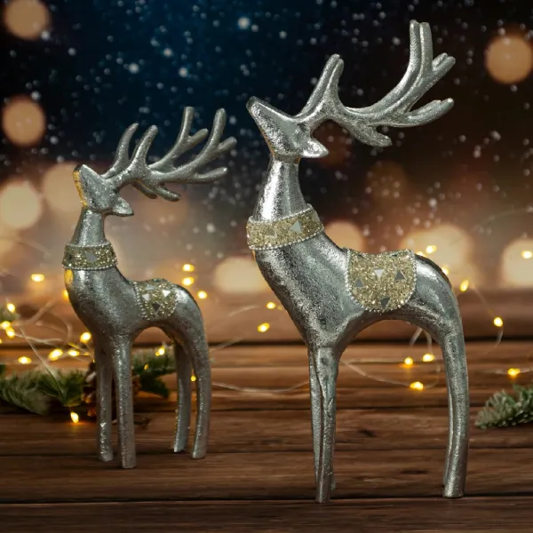 ArtFir Vianočná dekorácia JELEŇ 167A | strieborná 12 x 6 x 30 cm