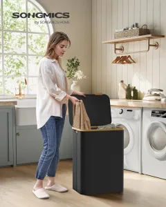 SONGMICS Kôš na bielizeň LESLIE 130 l čierny