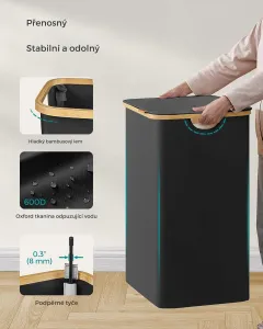 SONGMICS Kôš na bielizeň LESLIE 130 l čierny