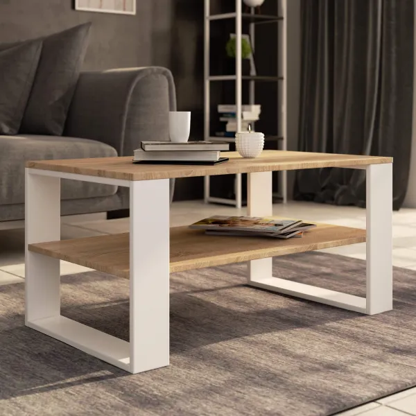 Ak furniture Konferenční stolek DOMI II dub sonoma/bílý