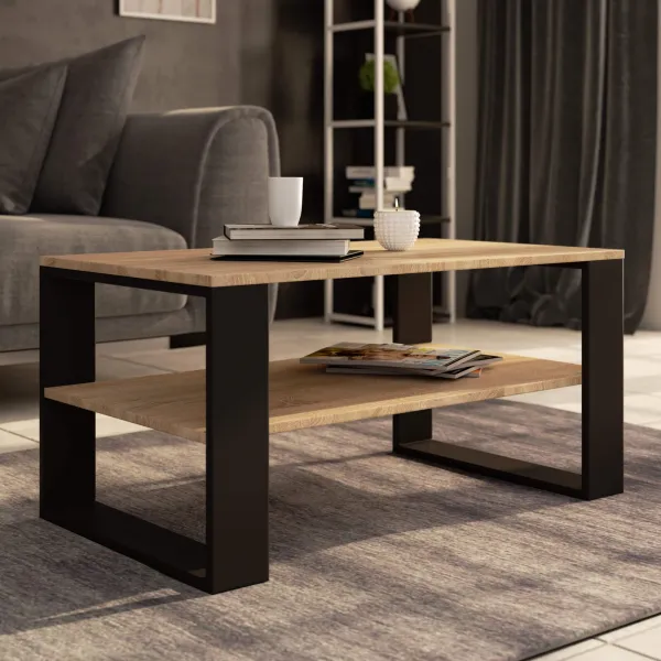 Ak furniture Konferenční stolek DOMI II dub sonoma/černý