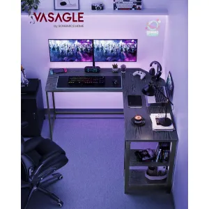 VASAGLE PC stôl rohový priemyselný 138 x 138 cm čierny