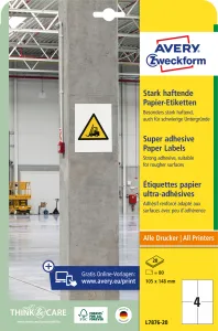 Avery Zweckform Etikety univerzálne 105x148mm Avery A4, silne lepivé 20 hárkov