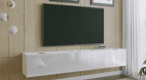 ArtExt Závesný TV stolík JOY | 200 cm Farba: Biela (drážky)