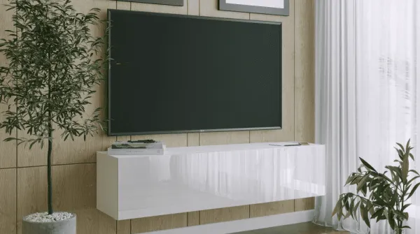 ArtExt Závesný TV stolík JOY | 150 cm Farba: Biela (drážky)