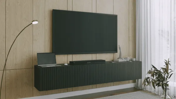 ArtExt Závesný TV stolík JOY | 200 cm Farba: Biela (drážky)