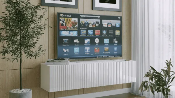 ArtExt Závesný TV stolík JOY | 150 cm Farba: Biela (drážky)