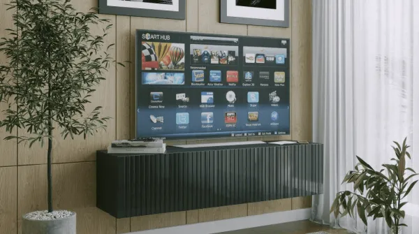 ArtExt Závesný TV stolík JOY | 150 cm Farba: Biela (drážky)