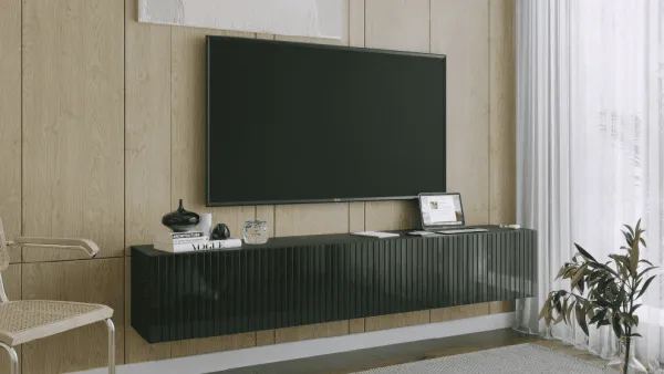 ArtExt Závesný TV stolík JOY | 200 cm Farba: Biela (drážky)