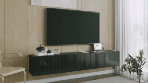 ArtExt Závesný TV stolík JOY | 200 cm Farba: Biela (drážky)