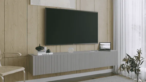 ArtExt Závesný TV stolík JOY | 200 cm Farba: Biela (drážky)
