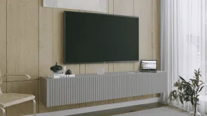 ArtExt Závesný TV stolík JOY | 200 cm Farba: Biela (drážky)