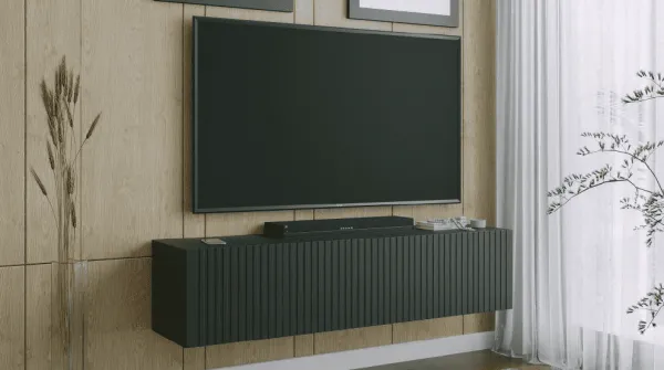 ArtExt Závesný TV stolík JOY | 150 cm Farba: Biela (drážky)