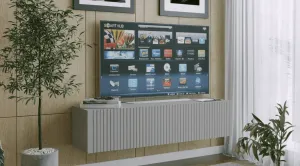 ArtExt Závesný TV stolík JOY | 150 cm Farba: Biela (drážky)