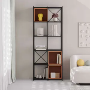 Knižnica Houseland Vale Midi čierna/škoricovo hnedá