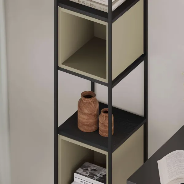 Knižnica Houseland Vale Mini čierna/sivo-zelená