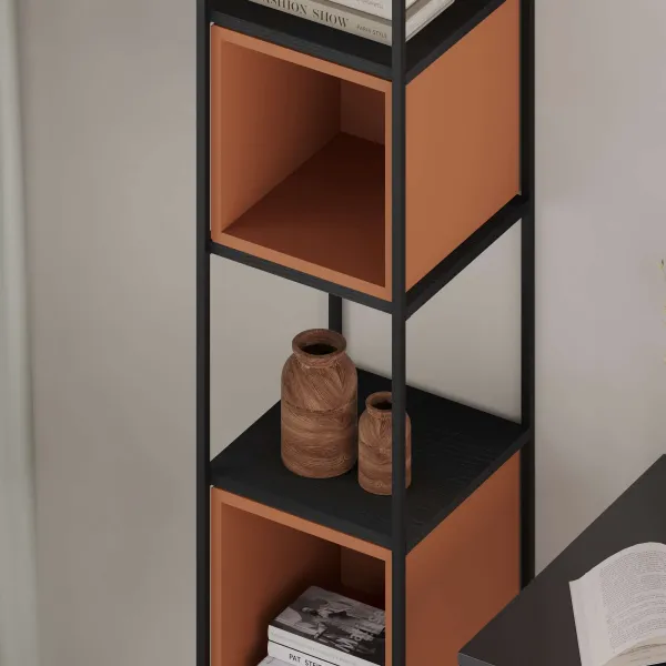Knižnica Houseland Vale Mini čierna/škoricovo hnedá