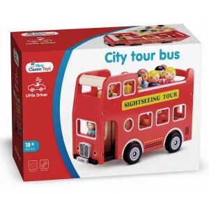 Červený mestský autobus + 9 figúrok cestujúcich