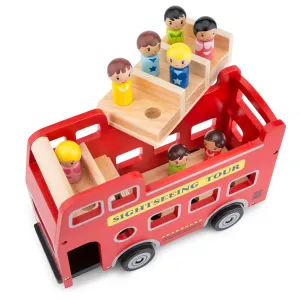 Červený mestský autobus + 9 figúrok cestujúcich