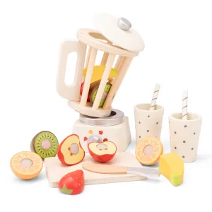 Drevený smoothie mixér s ovocím