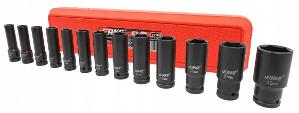 VERKE Sada rázových nadstavcov 1/2" 10-32 mm dlhé