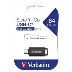 Verbatim 49458 USB flash disk, USB-C, 64GB, Store 'n' Go USB-C, čierný