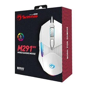 Myš drátová USB, Marvo M291 M291 WH, bílá, optika, 6400DPI