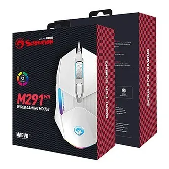 Myš drátová USB, Marvo M291 M291 WH, bílá, optika, 6400DPI
